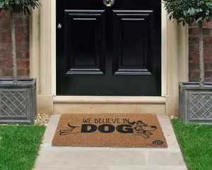 Coco&Coir Natural Coir Rubber Backed Eco-Friendly Indoor Outdoor Pet series Dog, Puppy Entrance Door Mat 45 x 75 cm DOG LOVE