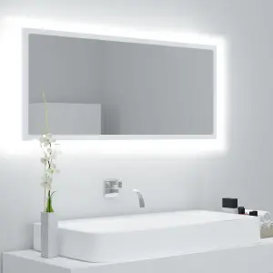 Berkfield LED Bathroom Mirror White 100x8.5x37 cm Engineered Wood