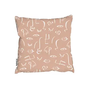 Line Drawing Abstract Faces (Outdoor Cushion) / 60cm x 60cm