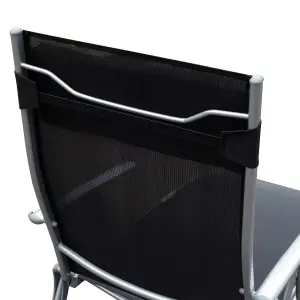 Outsunny Sun Lounger Recliner Foldable 7 Levels Textilene Black Patio