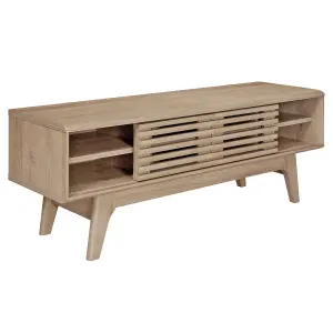 Copen Riviera Oak 120cm TV Unit Cabinet for TVs up to 55", TV Stand with 2 Storage Shelves and Sliding Doors for Living Room