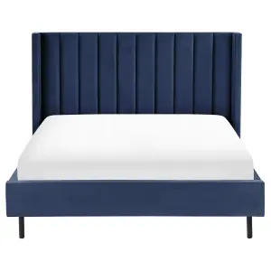 Velvet EU Double Size Bed Navy Blue VILLETTE