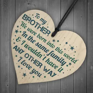 Red Ocean Handmade Brother Birthday Gifts From Sister Family Wooden Heart Thank You Big Brother Novelty Gifts