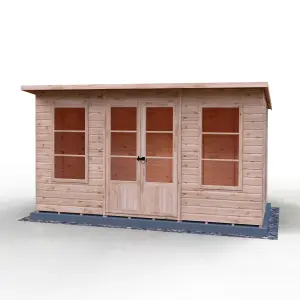 Dahlia 12x6 Pent Summerhouse with double doors and two opening windows