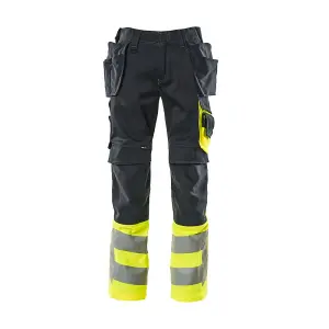 Mascot Safe Supreme Trousers with Holster Pockets (Dark Navy/Hi-Vis Yellow)  (40.5) (Leg Length - Long)