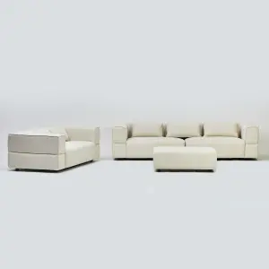 Aurora 2 and 4 Seater Sofa in Mikah Vanilla with Ottoman