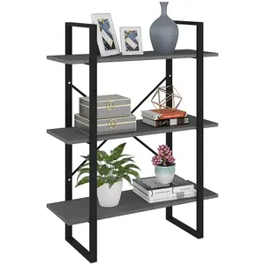 Berkfield 3-Tier Book Cabinet Grey 80x30x105 cm Solid Pine Wood