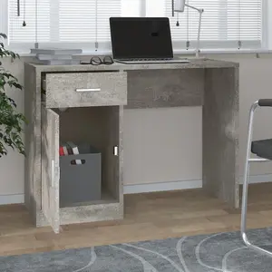 Berkfield Desk with Drawer&Cabinet Concrete Grey 100x40x73 cm Engineered Wood