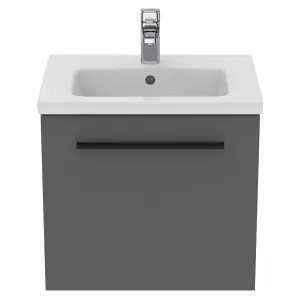 Ideal Standard i.life S Compact Matt Quartz Grey Oak Veneer Wall-mounted Bathroom Vanity unit (H) 440mm (W) 500mm