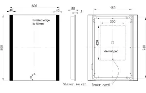 Aquarius Muse 600 x 800mm Rectangle Front-Lit LED Mirror AQMU0074