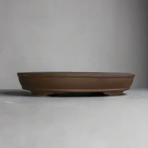 42cm Premium Unglazed Bonsai Pot - Oval - 42cm x 32cm x 8cm - Brown