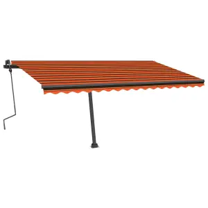 Berkfield Manual Retractable Awning with LED 450x300 cm Orange and Brown