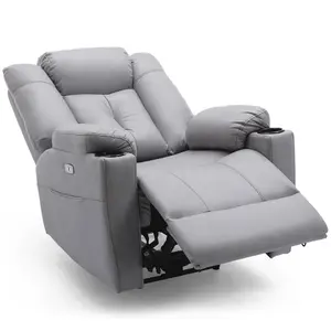 Afton Electric Fabric Auto Recliner Armchair Gaming USB Lounge Sofa Chair Grey