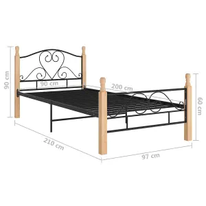 Berkfield Bed Frame Black Metal 90x200 cm