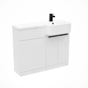 Nes Home Right Hand Black Handles Basin Vanity Unit With Tap & Freestanding WC Unit