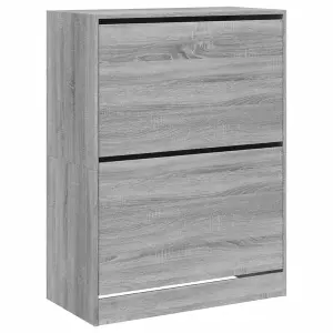 Berkfield Shoe Cabinet with 2 Flip-Drawers Grey Sonoma 80x42x108 cm