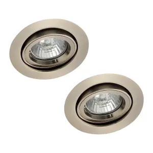 Litecraft 2 Pack Satin Chrome Modern IP20 Fire Rated Adjustable Downlights