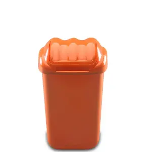 Home Centre Lift Top Plastic Waste Bin 15 Litre Orange Kitchen Office School Work Recycling