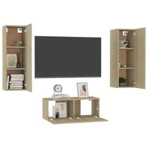 Berkfield 3 Piece TV Cabinet Set Sonoma Oak Engineered Wood