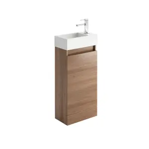 Condense 390mm Floor Standing Cloakroom Vanity Unit in Natural Oak