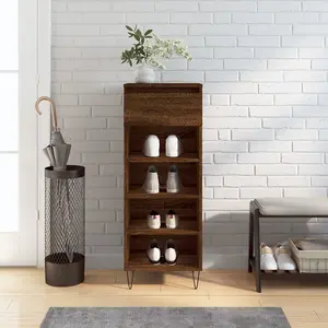 Berkfield Shoe Cabinet Brown Oak 40x36x105 cm Engineered Wood