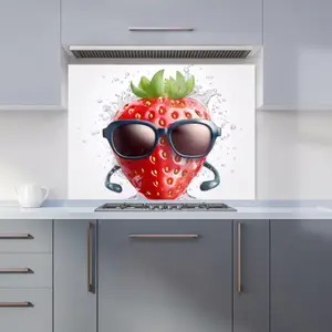 Strawberry In Glasses Kitchen Splashback