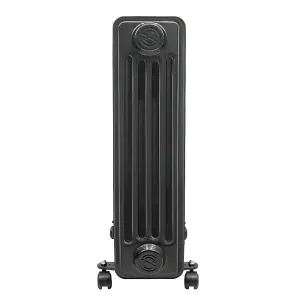 Right Radiators Oil Filled Radiator 11 Fin 2500W Portable Electric Heater with Timer Gloss Black