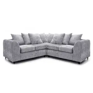 Monaco Chenille Fabric 5 Seater L Shaped Corner Sofa  Light Grey