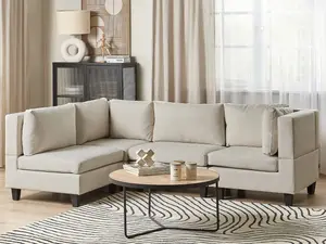 Corner Sofa UNSTAD Light Beige Fabric Right Hand