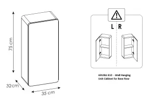 Small Bathroom Cabinet Wall 350mm Slim Storage Unit Compact Cupboard White Gloss / Oak Aruba