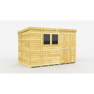 DIY Sheds 10x7 Pent Shed - Double Door With Windows