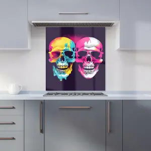 Pinks And Blue Happy Skeletons Kitchen Splashback