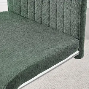 Furniturebox UK Lorenzo 2x Green Fabric Silver Leg Dining Chair