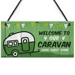 Caravan Sign Hanging Door Wall Plaque Welcome Sign Campervan Motorhome Sign