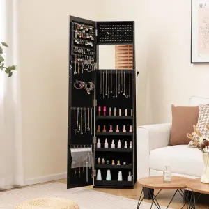 Costway 3-in-1 Jewelry Cabinet Full-Length Mirrored Jewelry Armoire Storage Organizer