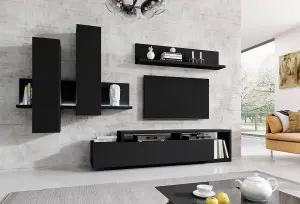 Bota Entertainment Unit for TVs up to 75" - Black Matt W2190mm H520mm D450mm, Sleek Modern Design