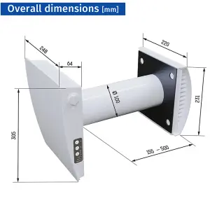 Kair Mini Single Room Heat Recovery Ventilator - White Outer Grille - (min 120mm hole diameter)