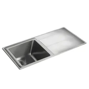 Rangemaster Arlington Brushed Stainless steel 1 Bowl Sink & drainer RH 508mm x 985mm