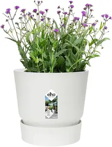 Elho Recycled Plastic Greenville Round 18cm White Plant Pot