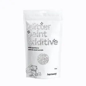 Hemway Glitter for Paint Additive, Silver Fine Size Flakes 100g Interior Exterior Mix Into Emulsion Paint