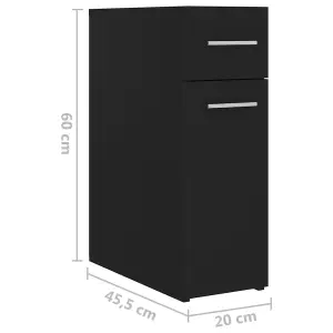 Berkfield Apothecary Cabinet Black 20x45.5x60 cm Engineered Wood