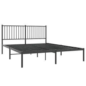 Berkfield Metal Bed Frame with Headboard Black 150x200 cm 5FT King Size