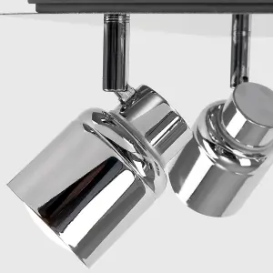 ValueLights Benton Silver Bathroom Ceiling Bar Spotlight and GU10 Spotlight LED 5W Cool White 6500K Bulbs