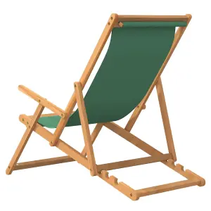 Berkfield Folding Beach Chair Solid Wood Teak Green