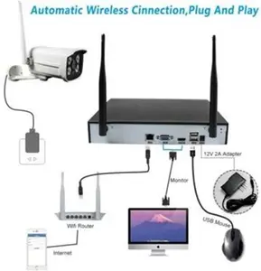 Wireless Security Cctv System With 4 Ip Cameras, 8Ch Nvr (Hard Disk Not Included)