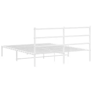 Berkfield Metal Bed Frame without Mattress with Headboard White 150x200cm