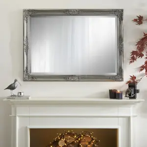 Wall Mirror Highbury Rectangular Shape with Antique Silver Frame- H 104cm x W 74cm x D 3.5cm for Hanging in any Living Area