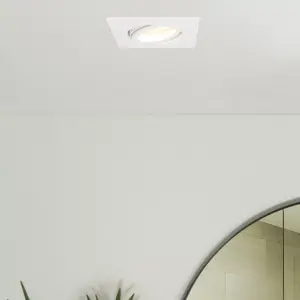 Litecraft 2 Pack White 1 Lamp Modern IP65 Square Tiltable Bathroom Downlights