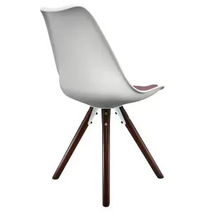 Soho White & Blush Pink Plastic Dining Chair with Pyramid Dark Wood Legs