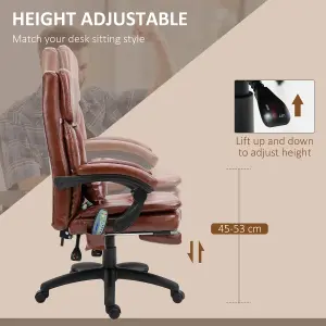 Vinsetto PU Leather Massage Office Chair w/ Adjustable Height Footrest Brown